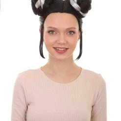 HPO Women's Womens Singer Bun Wigs | Song Contest | Black & White Celebrity Wigs | Premium Breathable Capless Cap
