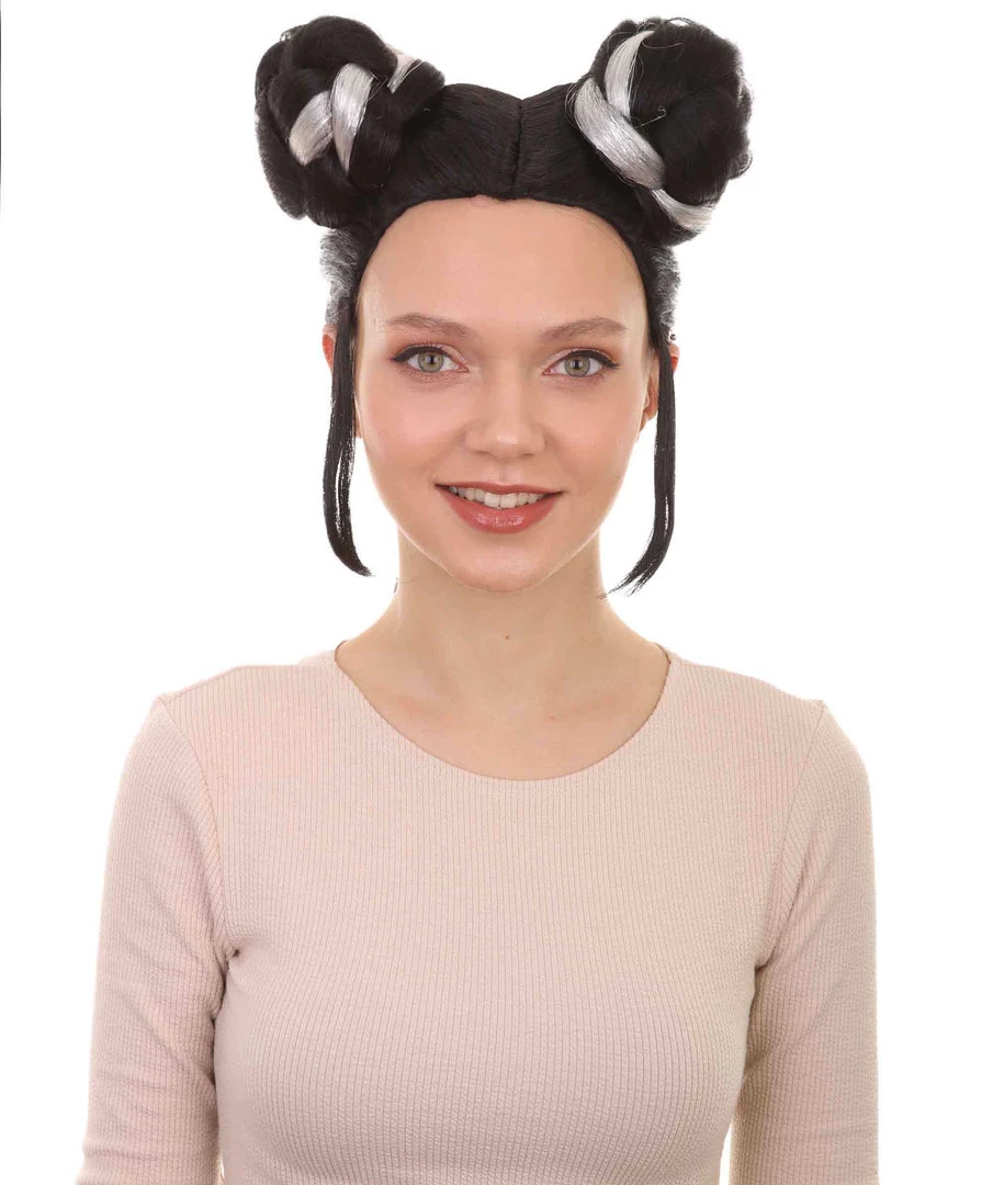 HPO Women's Womens Singer Bun Wigs | Song Contest | Black & White Celebrity Wigs | Premium Breathable Capless Cap 1 HPO Women's Womens Singer Bun Wigs | Song Contest | Black & White Celebrity Wigs | Premium Breathable Capless Cap