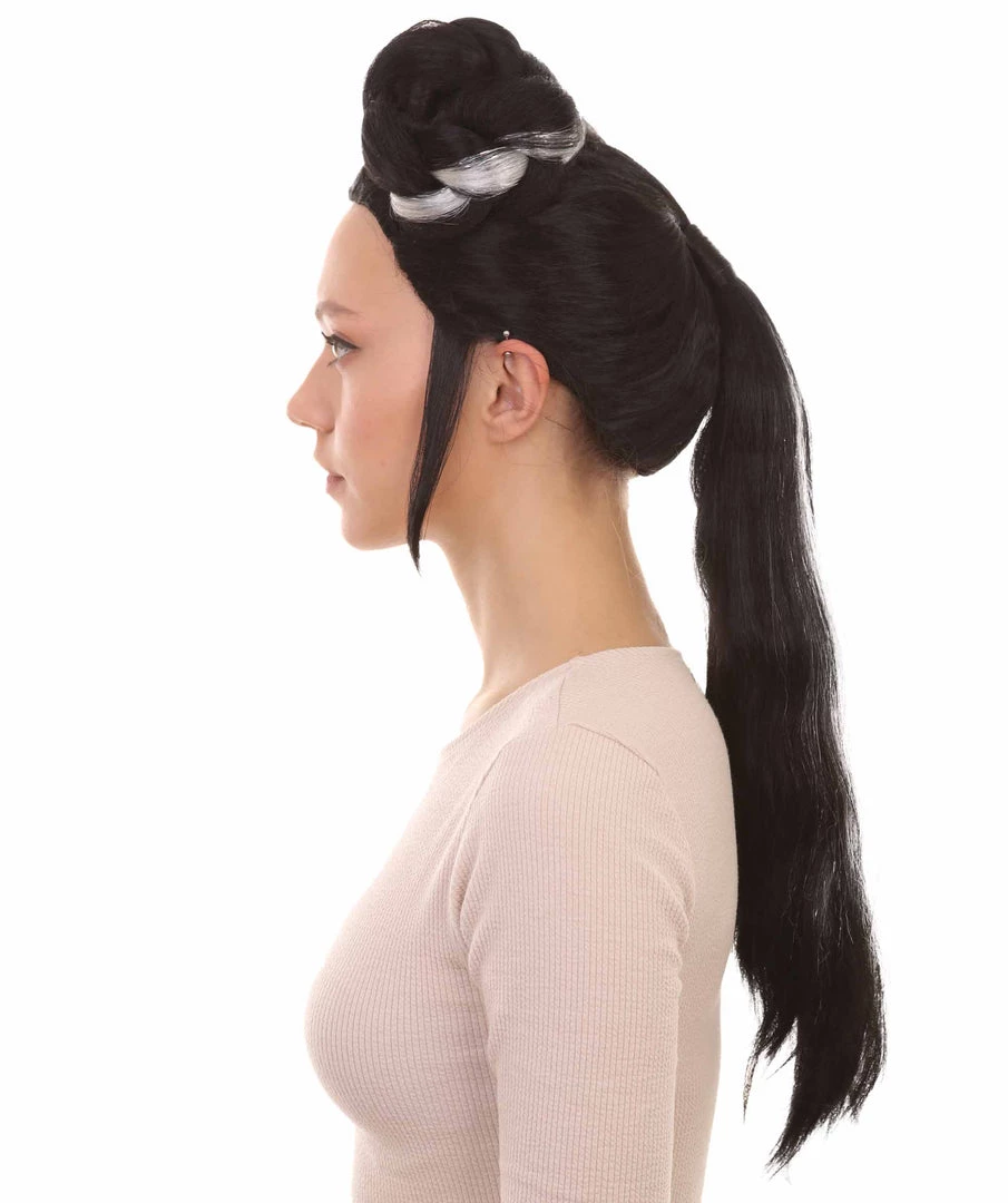 HPO Women's Womens Singer Bun Wigs | Song Contest | Black & White Celebrity Wigs | Premium Breathable Capless Cap 3 HPO Women's Womens Singer Bun Wigs | Song Contest | Black & White Celebrity Wigs | Premium Breathable Capless Cap