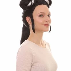 HPO Women's Womens Singer Bun Wigs | Song Contest | Black & White Celebrity Wigs | Premium Breathable Capless Cap 14 HPO Women's Womens Singer Bun Wigs | Song Contest | Black & White Celebrity Wigs | Premium Breathable Capless Cap