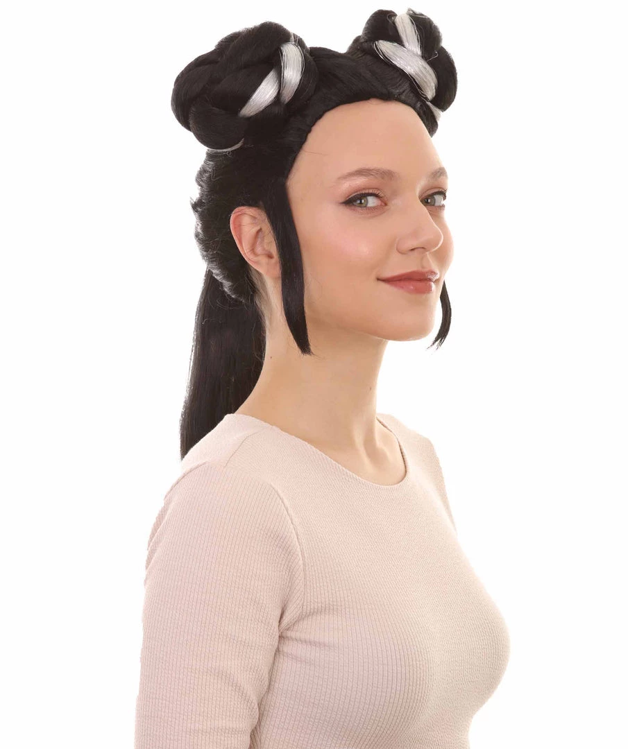 HPO Women's Womens Singer Bun Wigs | Song Contest | Black & White Celebrity Wigs | Premium Breathable Capless Cap 6 HPO Women's Womens Singer Bun Wigs | Song Contest | Black & White Celebrity Wigs | Premium Breathable Capless Cap