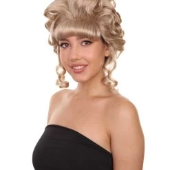 Adult Women's 11.5" Medium Length Curled Curly Halloween Cosplay Party Updo Bouffant 'do Lady Costume Wig, Synthetic Soft Fiber Hair, | HPO