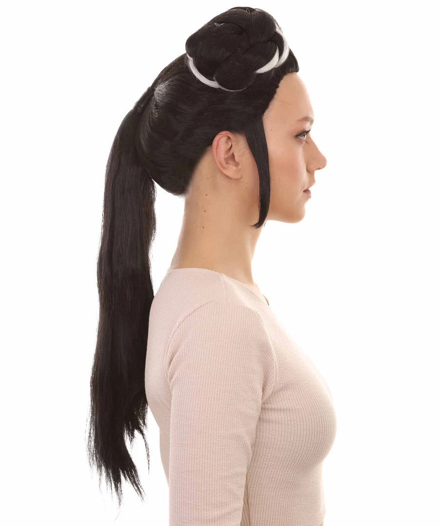 HPO Women's Womens Singer Bun Wigs | Song Contest | Black & White Celebrity Wigs | Premium Breathable Capless Cap 5 HPO Women's Womens Singer Bun Wigs | Song Contest | Black & White Celebrity Wigs | Premium Breathable Capless Cap