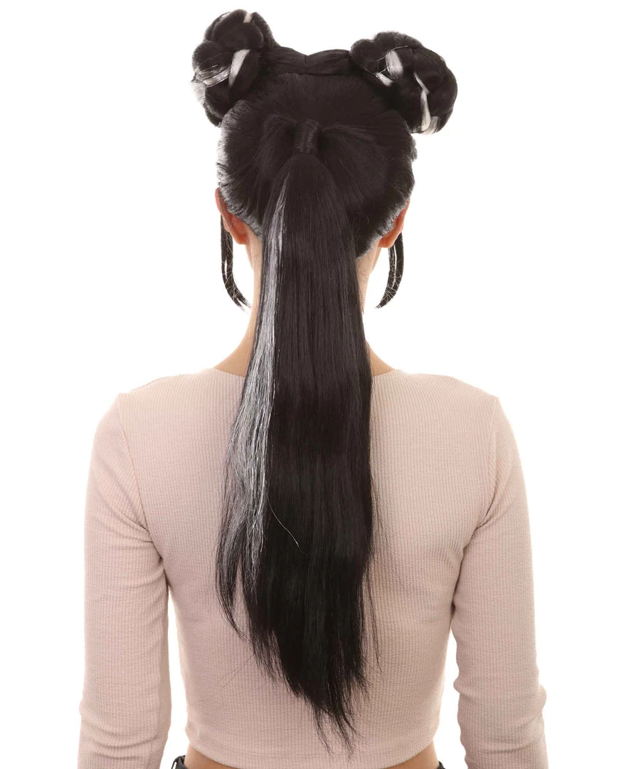 HPO Women's Womens Singer Bun Wigs | Song Contest | Black & White Celebrity Wigs | Premium Breathable Capless Cap 4 HPO Women's Womens Singer Bun Wigs | Song Contest | Black & White Celebrity Wigs | Premium Breathable Capless Cap