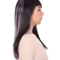 HPO Glitter Vampire Black Womens Wig | Horror Halloween Wig | Premium Breathable Capless Cap Women's