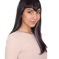 HPO Glitter Vampire Black Womens Wig | Horror Halloween Wig | Premium Breathable Capless Cap Women's