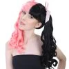 HPO Singer Womens Ponytail Wig W/ Pink Ribbons | Pink & Black Celebrity Wig | Premium Breathable Capless Cap