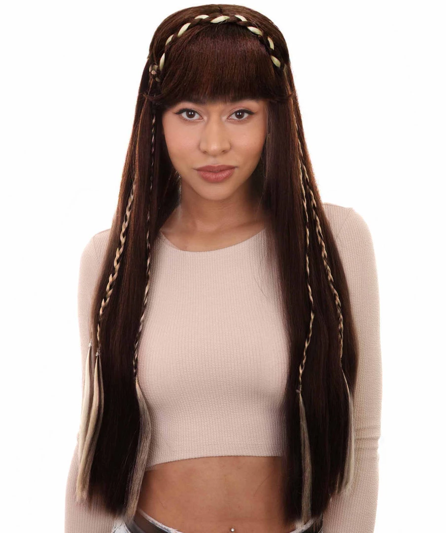 HPO Womens Renaissance Lady Medieval Princess Highlights Wig | Brown Historical Wigs | Premium Breathable Capless Cap 1 HPO Womens Renaissance Lady Medieval Princess Highlights Wig | Brown Historical Wigs | Premium Breathable Capless Cap