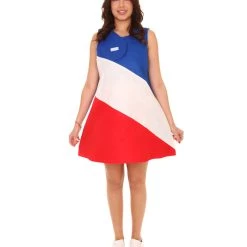 FLAGWIGS Adult Women's French Flag Trolls Sport Dress Costume | Patriotic Cosplay Costume