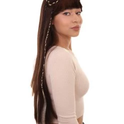 HPO Womens Renaissance Lady Medieval Princess Highlights Wig | Brown Historical Wigs | Premium Breathable Capless Cap 14 HPO Womens Renaissance Lady Medieval Princess Highlights Wig | Brown Historical Wigs | Premium Breathable Capless Cap