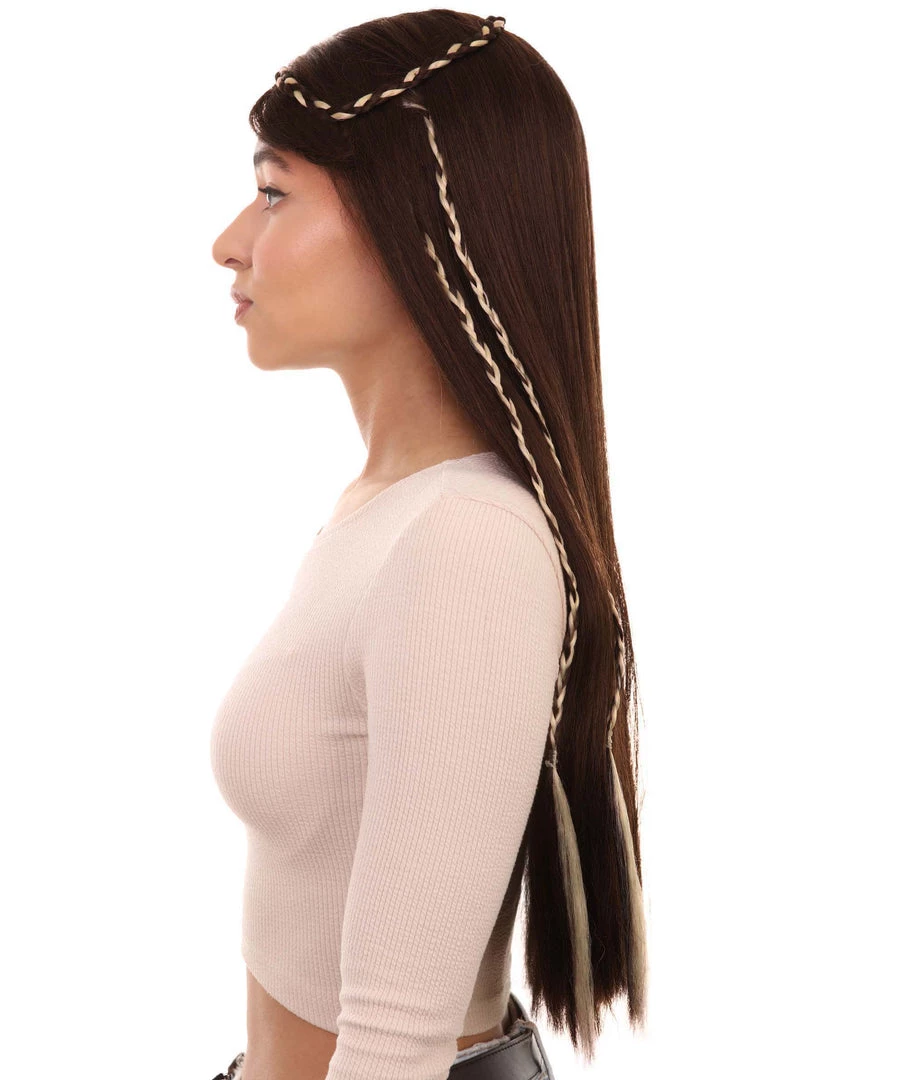 HPO Womens Renaissance Lady Medieval Princess Highlights Wig | Brown Historical Wigs | Premium Breathable Capless Cap 3 HPO Womens Renaissance Lady Medieval Princess Highlights Wig | Brown Historical Wigs | Premium Breathable Capless Cap