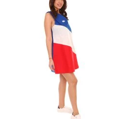 FLAGWIGS Adult Women's French Flag Trolls Sport Dress Costume | Patriotic Cosplay Costume