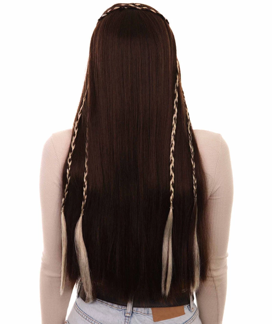 HPO Womens Renaissance Lady Medieval Princess Highlights Wig | Brown Historical Wigs | Premium Breathable Capless Cap 4 HPO Womens Renaissance Lady Medieval Princess Highlights Wig | Brown Historical Wigs | Premium Breathable Capless Cap