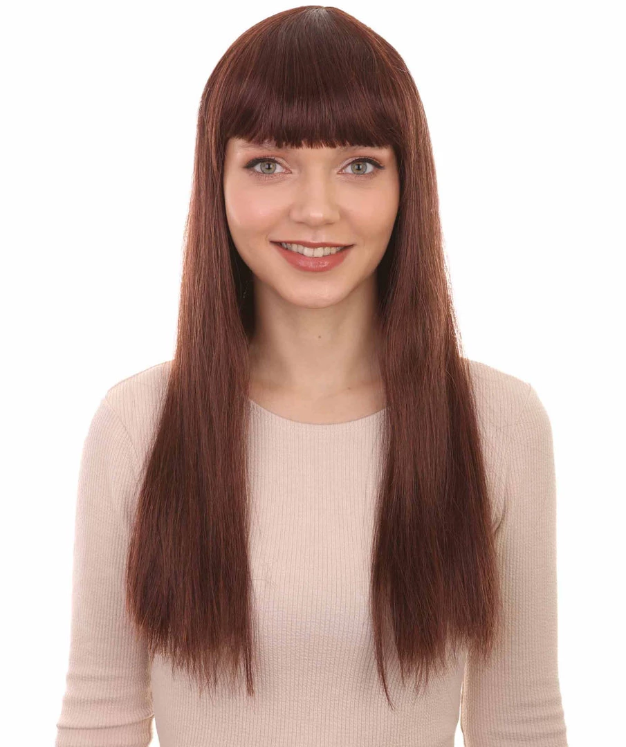 HPO Womens Long Bob Wig | Brown Bob Wigs | Premium Breathable Capless Cap Women's 1 HPO Womens Long Bob Wig | Brown Bob Wigs | Premium Breathable Capless Cap Women's