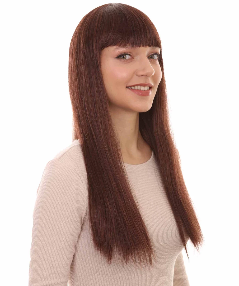 HPO Womens Long Bob Wig | Brown Bob Wigs | Premium Breathable Capless Cap Women's 6 HPO Womens Long Bob Wig | Brown Bob Wigs | Premium Breathable Capless Cap Women's