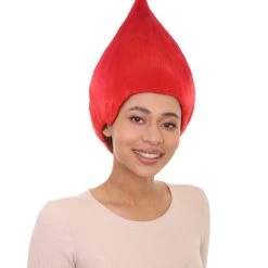 HPO Women's Bright Red Elf Wig W/ Bell | Christmas Wigs | Premium Breathable Capless Cap 14 HPO Women's Bright Red Elf Wig W/ Bell | Christmas Wigs | Premium Breathable Capless Cap