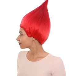HPO Women's Bright Red Elf Wig W/ Bell | Christmas Wigs | Premium Breathable Capless Cap 11 HPO Women's Bright Red Elf Wig W/ Bell | Christmas Wigs | Premium Breathable Capless Cap