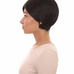 HPO Women's Short Black Natural Style Wig | Party Ready Fancy Cosplay Halloween Wig | Premium Breathable Capless Cap