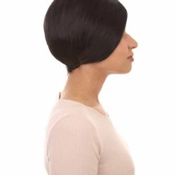 HPO Women's Short Black Natural Style Wig | Party Ready Fancy Cosplay Halloween Wig | Premium Breathable Capless Cap