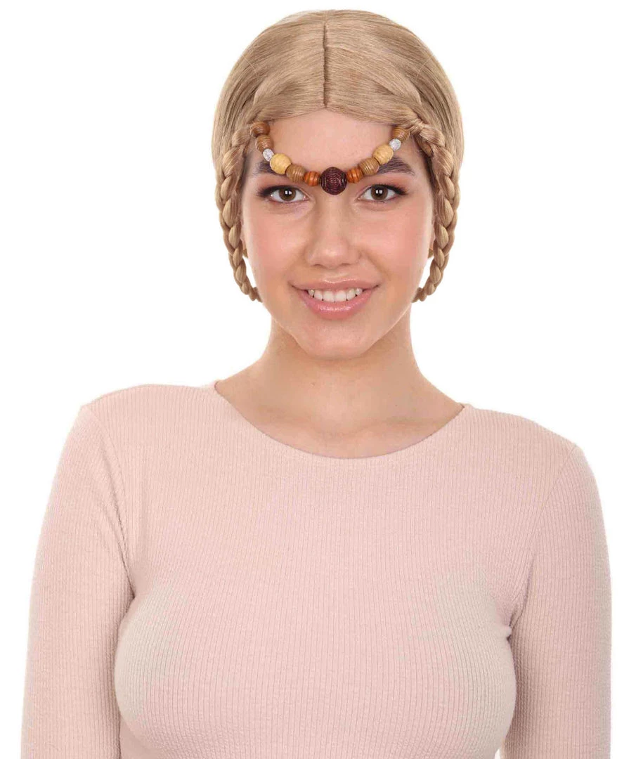 HPO Women's Womens Medieval Renaissance Wig | Elegant Princess Braided Blonde Wig | Premium Breathable Capless Cap 1 HPO Women's Womens Medieval Renaissance Wig | Elegant Princess Braided Blonde Wig | Premium Breathable Capless Cap