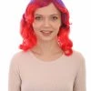 HPO Womens Long Wavy Two-tone Wig | Purple & Red Colorful Wigs | Premium Breathable Capless Cap