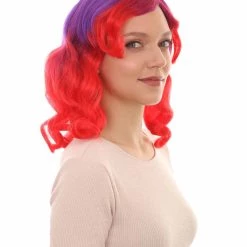 HPO Womens Long Wavy Two-tone Wig | Purple & Red Colorful Wigs | Premium Breathable Capless Cap 14 HPO Womens Long Wavy Two-tone Wig | Purple & Red Colorful Wigs | Premium Breathable Capless Cap