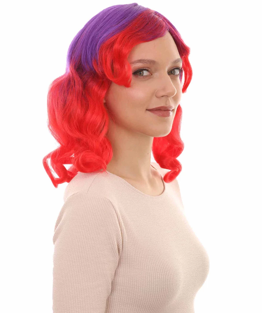 HPO Womens Long Wavy Two-tone Wig | Purple & Red Colorful Wigs | Premium Breathable Capless Cap 6 HPO Womens Long Wavy Two-tone Wig | Purple & Red Colorful Wigs | Premium Breathable Capless Cap