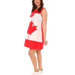 FLAGWIGS Adult Women's Canada Flag Trolls Dress Costume | Patriotic Cosplay Costume