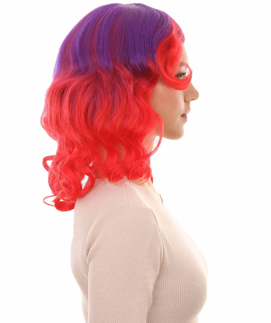 HPO Womens Long Wavy Two-tone Wig | Purple & Red Colorful Wigs | Premium Breathable Capless Cap 5 HPO Womens Long Wavy Two-tone Wig | Purple & Red Colorful Wigs | Premium Breathable Capless Cap