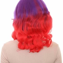 HPO Womens Long Wavy Two-tone Wig | Purple & Red Colorful Wigs | Premium Breathable Capless Cap 12 HPO Womens Long Wavy Two-tone Wig | Purple & Red Colorful Wigs | Premium Breathable Capless Cap