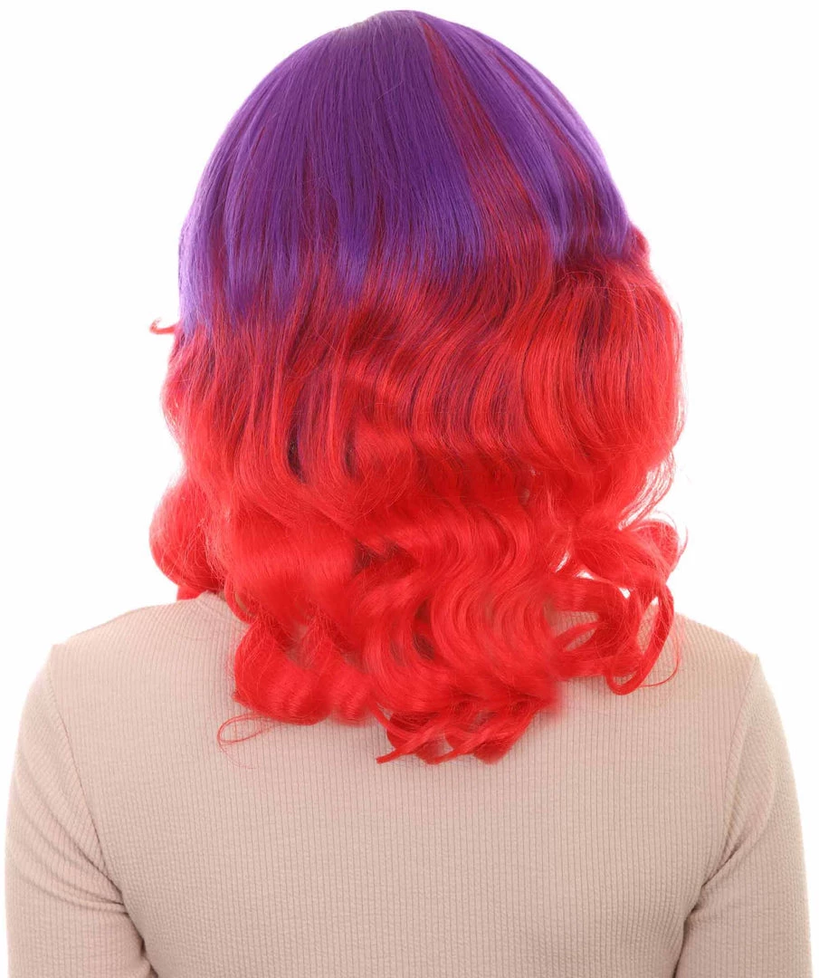 HPO Womens Long Wavy Two-tone Wig | Purple & Red Colorful Wigs | Premium Breathable Capless Cap 4 HPO Womens Long Wavy Two-tone Wig | Purple & Red Colorful Wigs | Premium Breathable Capless Cap