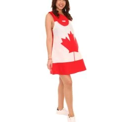 FLAGWIGS Adult Women's Canada Flag Trolls Dress Costume | Patriotic Cosplay Costume