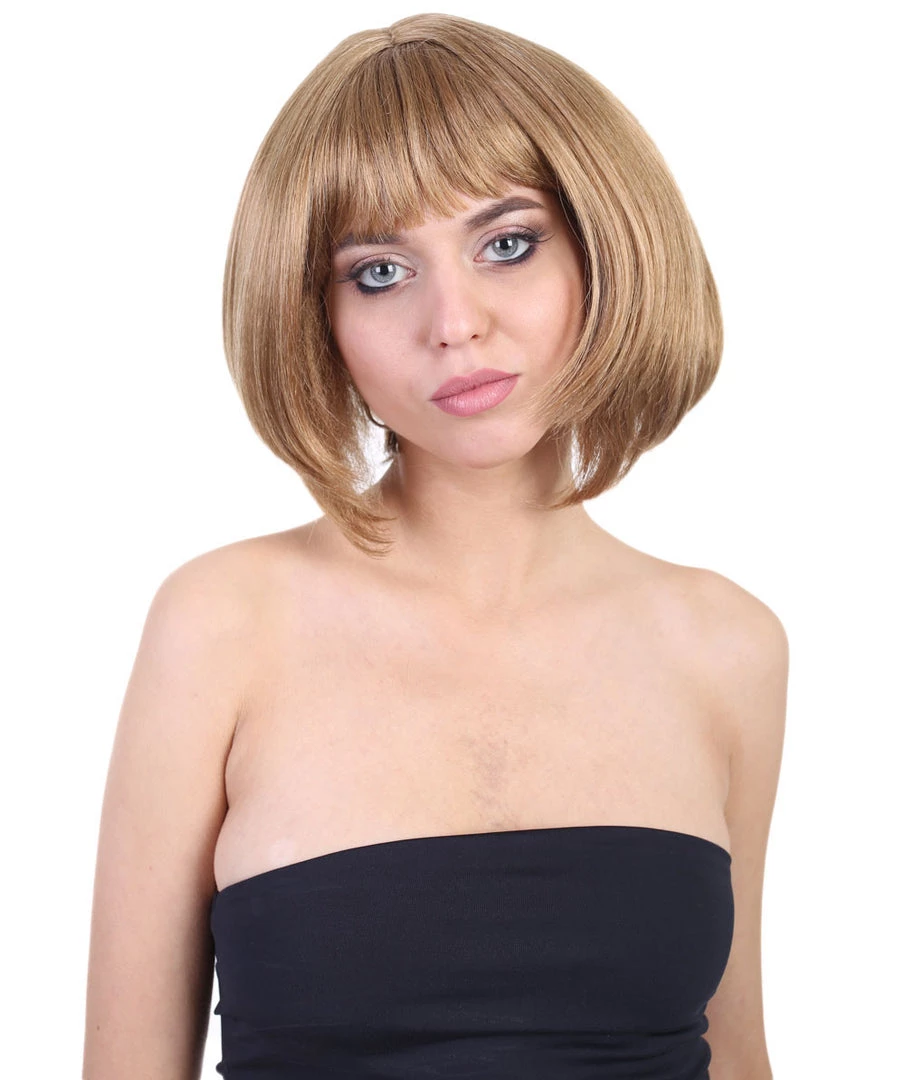HPO Men's Celebrity Womens Casual Bob | Gold Bob Cosplay Halloween Wig | Premium Breathable Capless Cap 6 HPO Men's Celebrity Womens Casual Bob | Gold Bob Cosplay Halloween Wig | Premium Breathable Capless Cap