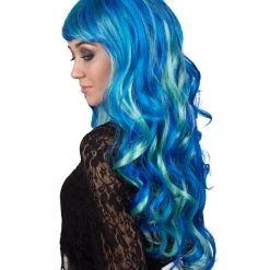 BC Women's Teal Blue Color Wavy Long Length Trendy Aquatic Beauty Wig 11 BC Women's Teal Blue Color Wavy Long Length Trendy Aquatic Beauty Wig