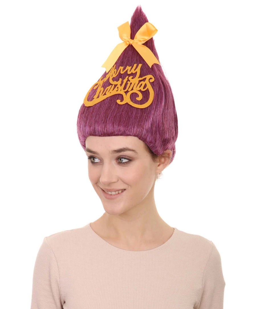 HPO Purple Christmas Tree Unisex Wig | Mary Christmas Wig | Premium Breathable Capless Cap Women's 2 HPO Purple Christmas Tree Unisex Wig | Mary Christmas Wig | Premium Breathable Capless Cap Women's