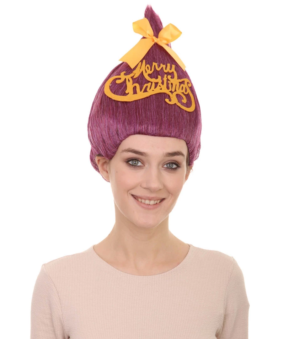 HPO Purple Christmas Tree Unisex Wig | Mary Christmas Wig | Premium Breathable Capless Cap Women's 1 HPO Purple Christmas Tree Unisex Wig | Mary Christmas Wig | Premium Breathable Capless Cap Women's