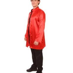 HPO Adult Men's Chinese Traditional Martial Arts Kung Fu Uniform Costume | Red Cosplay Costume