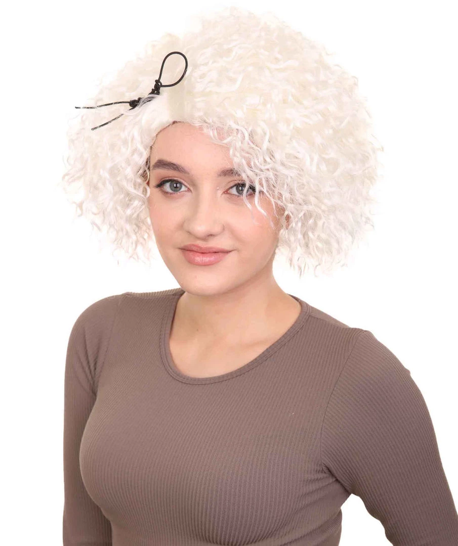HPO Women's Doll Curly White Womens Wig | Super Sized Jumbo Character Cosplay Halloween Wig | Premium Breathable Capless Cap 2 HPO Women's Doll Curly White Womens Wig | Super Sized Jumbo Character Cosplay Halloween Wig | Premium Breathable Capless Cap