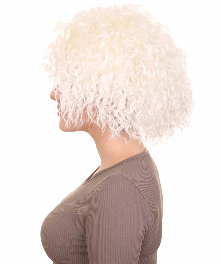 HPO Women's Doll Curly White Womens Wig | Super Sized Jumbo Character Cosplay Halloween Wig | Premium Breathable Capless Cap 3 HPO Women's Doll Curly White Womens Wig | Super Sized Jumbo Character Cosplay Halloween Wig | Premium Breathable Capless Cap