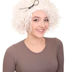 HPO Women's Doll Curly White Womens Wig | Super Sized Jumbo Character Cosplay Halloween Wig | Premium Breathable Capless Cap 14 HPO Women's Doll Curly White Womens Wig | Super Sized Jumbo Character Cosplay Halloween Wig | Premium Breathable Capless Cap
