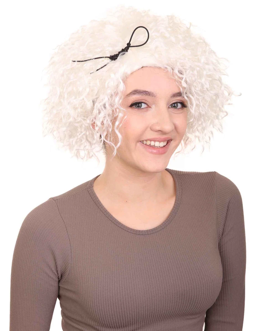 HPO Women's Doll Curly White Womens Wig | Super Sized Jumbo Character Cosplay Halloween Wig | Premium Breathable Capless Cap 6 HPO Women's Doll Curly White Womens Wig | Super Sized Jumbo Character Cosplay Halloween Wig | Premium Breathable Capless Cap