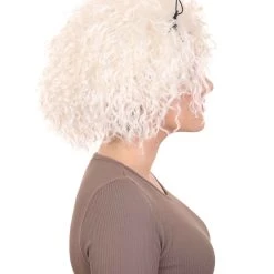 HPO Women's Doll Curly White Womens Wig | Super Sized Jumbo Character Cosplay Halloween Wig | Premium Breathable Capless Cap 13 HPO Women's Doll Curly White Womens Wig | Super Sized Jumbo Character Cosplay Halloween Wig | Premium Breathable Capless Cap