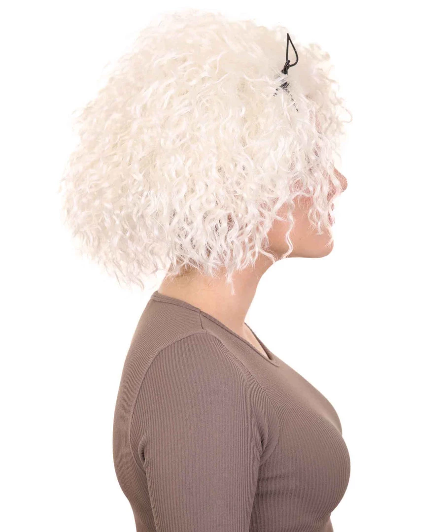 HPO Women's Doll Curly White Womens Wig | Super Sized Jumbo Character Cosplay Halloween Wig | Premium Breathable Capless Cap 5 HPO Women's Doll Curly White Womens Wig | Super Sized Jumbo Character Cosplay Halloween Wig | Premium Breathable Capless Cap