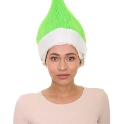 HPO Lime Green Elf Wig | Christmas Troll Wigs | Premium Breathable Capless Cap Women's