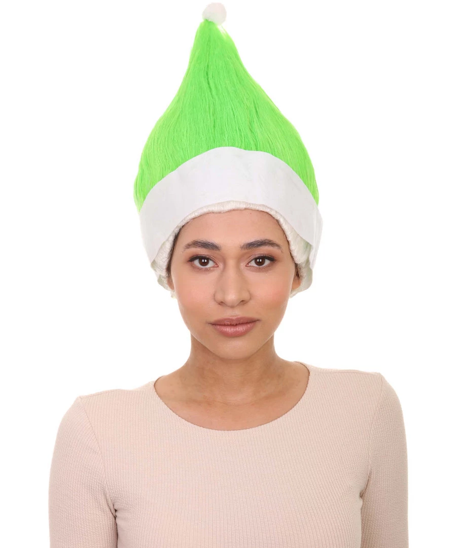 HPO Lime Green Elf Wig | Christmas Troll Wigs | Premium Breathable Capless Cap Women's 1 HPO Lime Green Elf Wig | Christmas Troll Wigs | Premium Breathable Capless Cap Women's