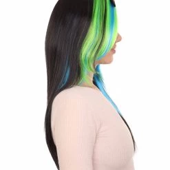 HPO Bewitching Blue Mixed Womens Wig | Farm Girl Black Blue Green Cosplay Halloween Wig | Premium Breathable Capless Cap Women's 13 HPO Bewitching Blue Mixed Womens Wig | Farm Girl Black Blue Green Cosplay Halloween Wig | Premium Breathable Capless Cap Women's