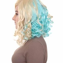 HPO Monster Womens Wig | Gold Sky Blue Cosplay Halloween Wig | Premium Breathable Capless Cap