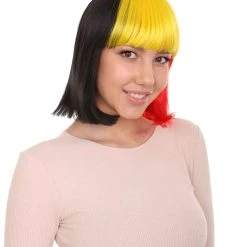 FLAGWIGS Women Patriotic Belgium Flag Bob Wig | Premium Breathable Capless Cap Women's