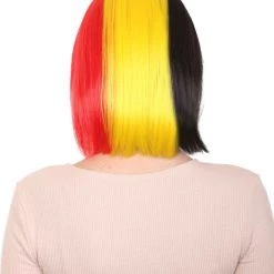 FLAGWIGS Women Patriotic Belgium Flag Bob Wig | Premium Breathable Capless Cap Women's