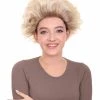 HPO Fancy Blonde Curly Womens Wig | All Back Halloween Wig | Premium Breathable Capless Cap Women's